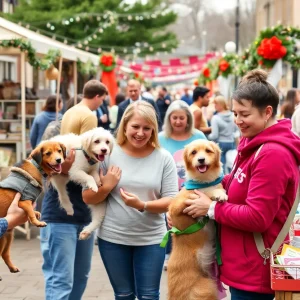 Community members participating in the pet adoption event