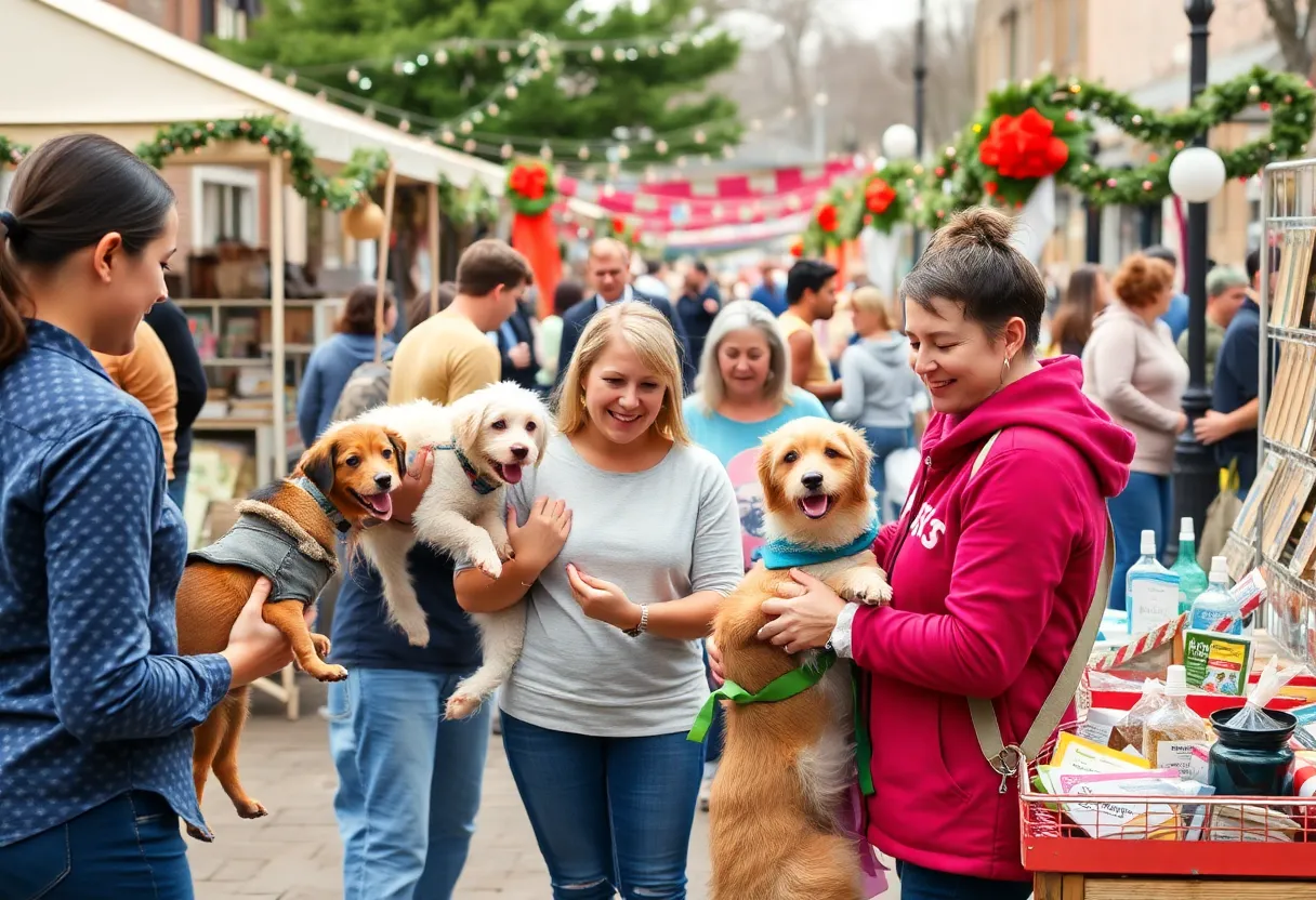 Community members participating in the pet adoption event