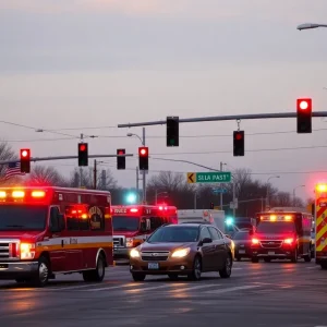 Emergency responders at a traffic accident in Oklahoma City