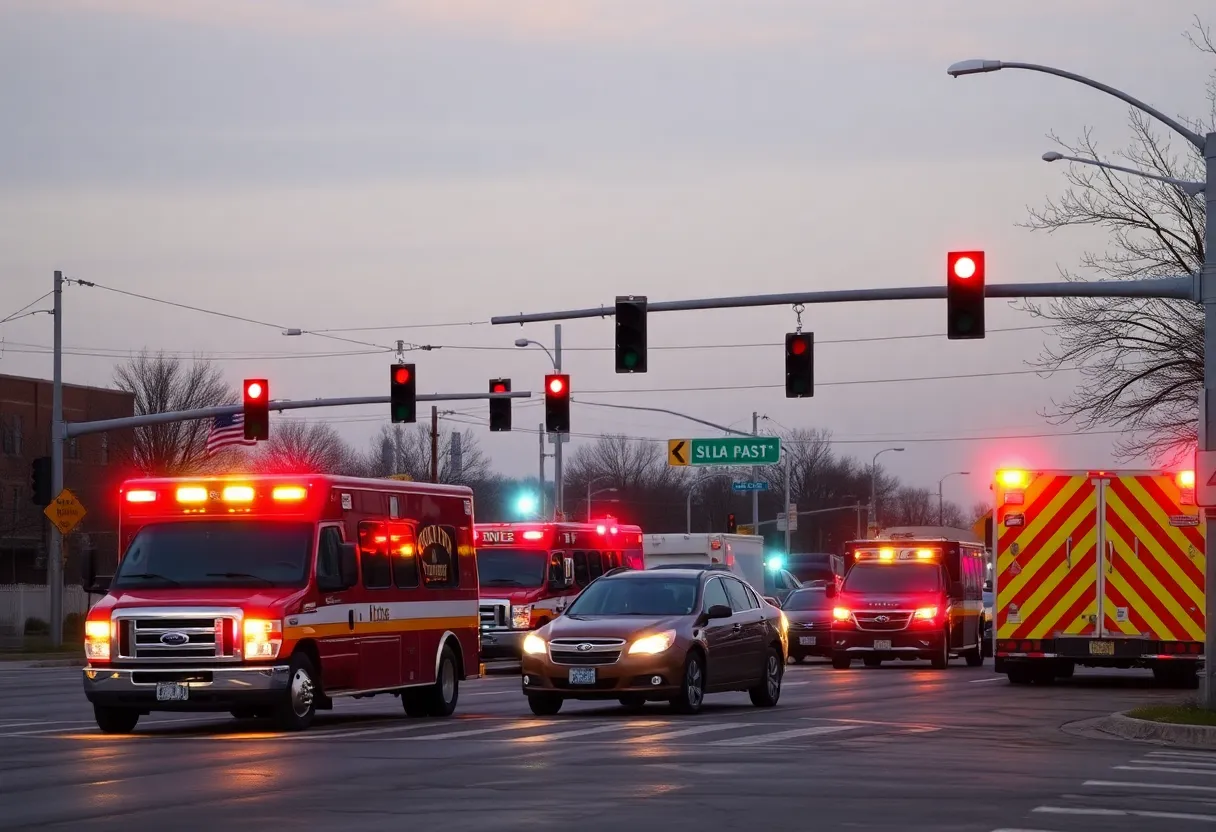 Emergency responders at a traffic accident in Oklahoma City