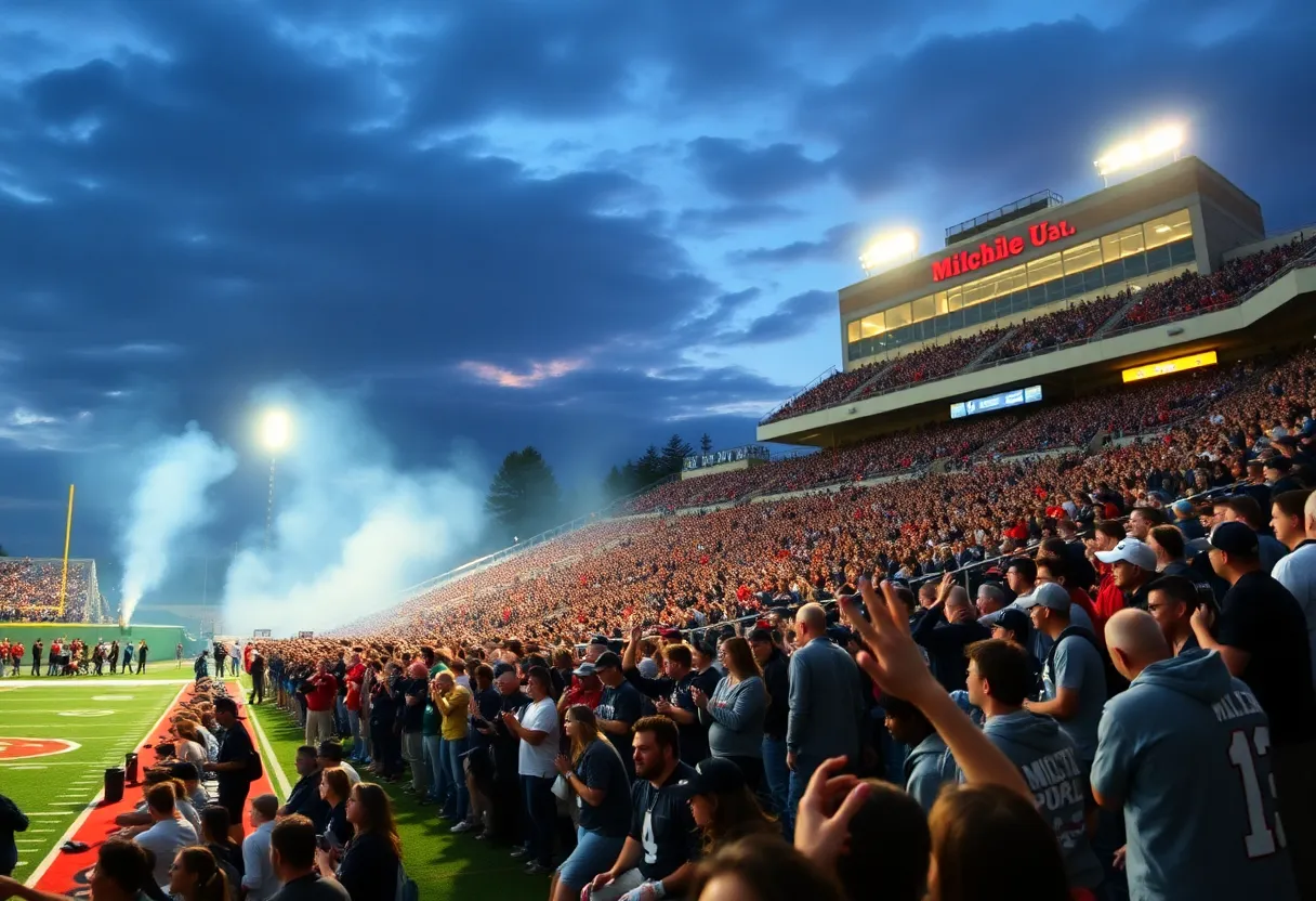Fans celebrating during the Tulsa football game at Michie Stadium