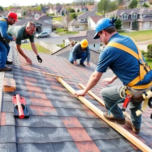 A&H Roofing crew engaged in roofing services on a residential property in Oklahoma