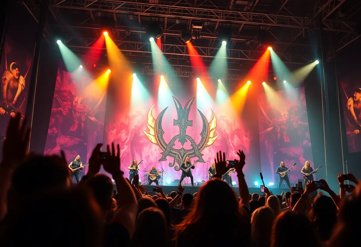 Concert scene of The Amonklok Conquest featuring Viking themes and animated visuals