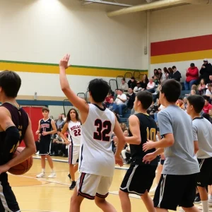 Atoka High School basketball team playing in a match