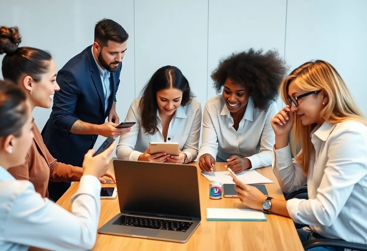 Team balancing technology and personal interaction in a business setting