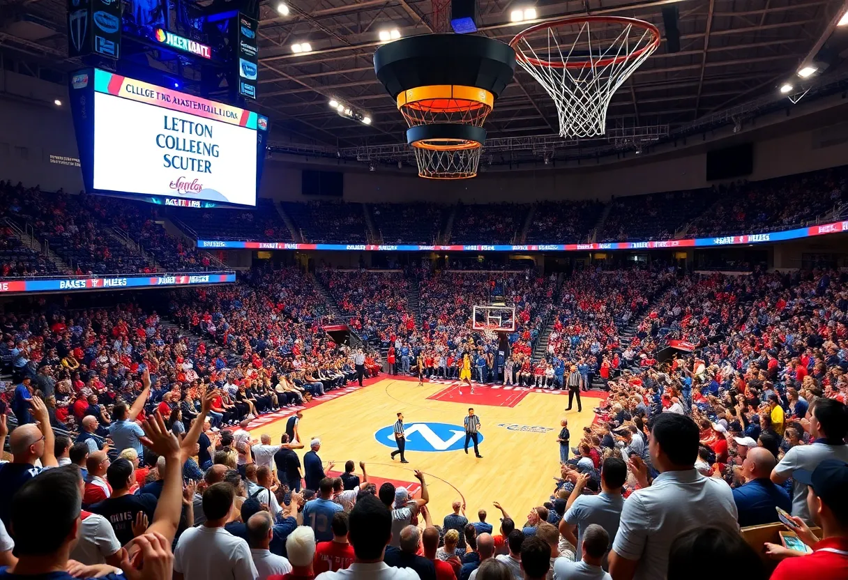 Fans cheering at the Bedlam basketball doubleheader