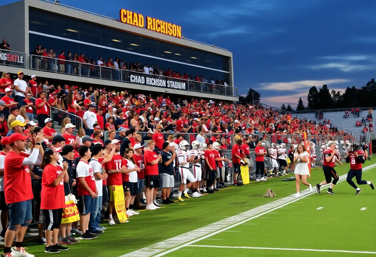Football players from Bixby and Owasso in action at the championship game