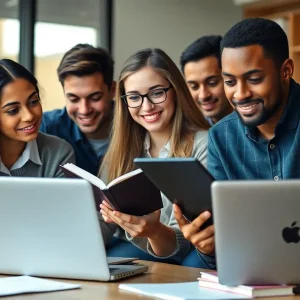 Students engaged in studying accounting ethics and transparency.