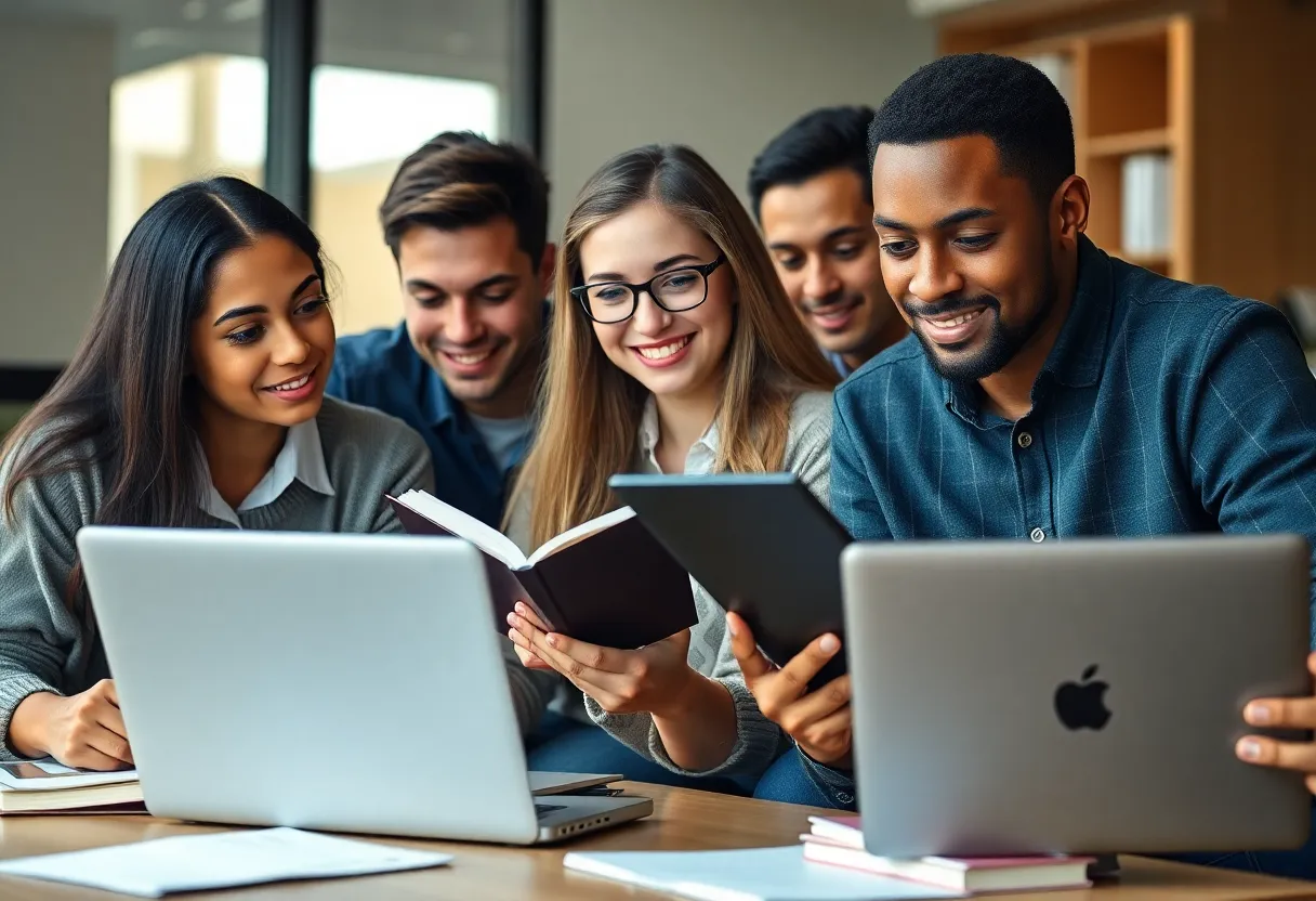 Students engaged in studying accounting ethics and transparency.