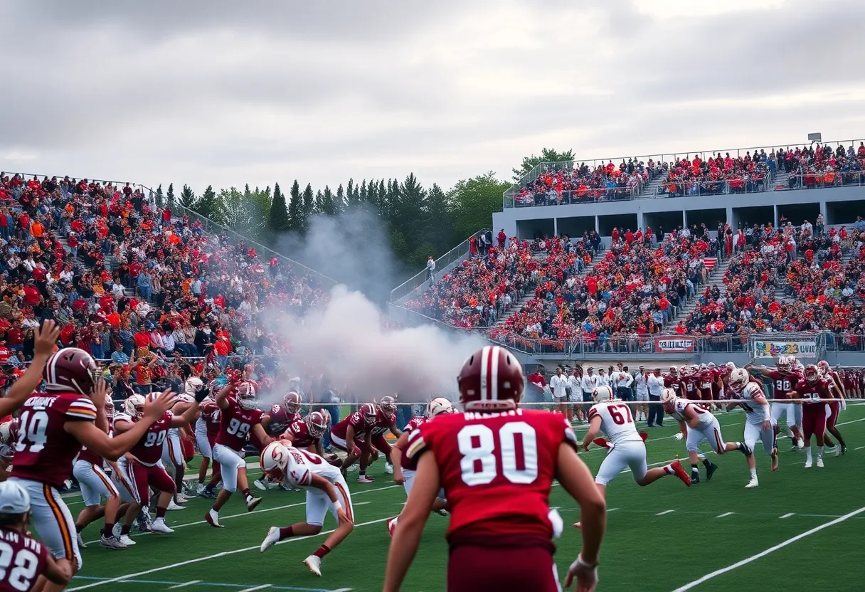 Action shot from the Broken Bow football game