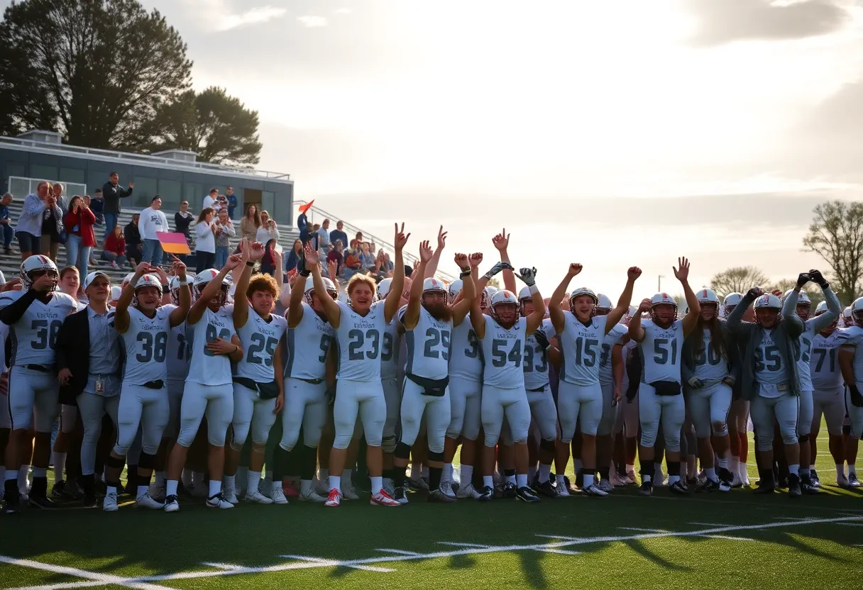 Carl Albert High School football team celebrating