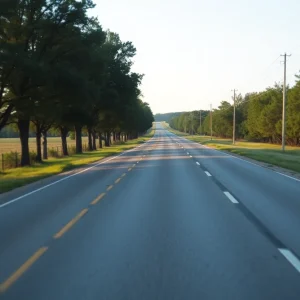 Scene of a car crash in Choctaw, Oklahoma