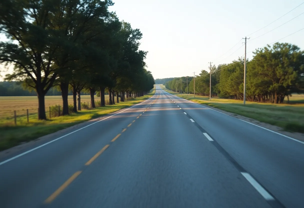Scene of a car crash in Choctaw, Oklahoma