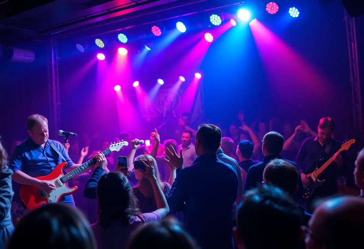 Crowd enjoying classic rock concert featuring multiple bands in Oklahoma City