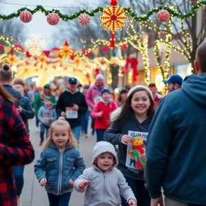 Families enjoying holiday events in Norman, OK