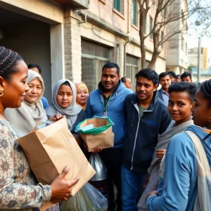 Families receiving supplies from community support programs