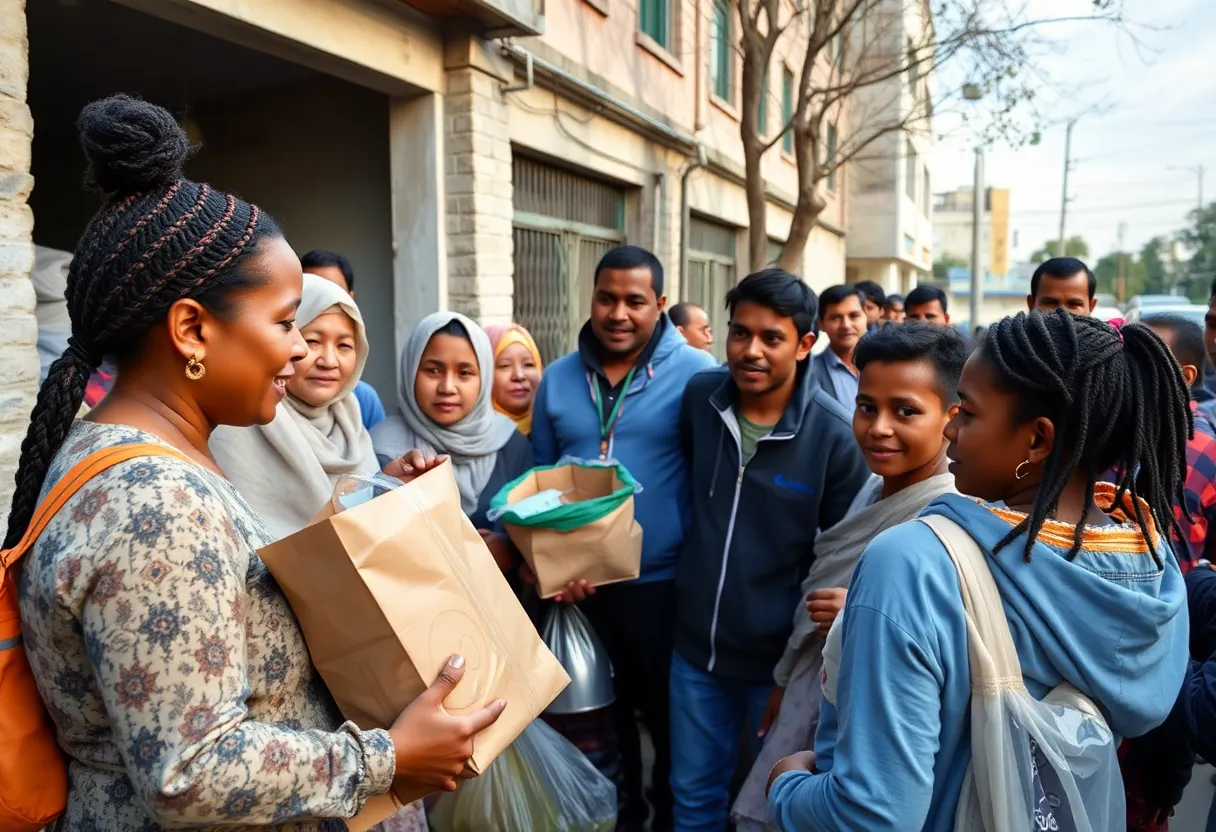 Families receiving supplies from community support programs