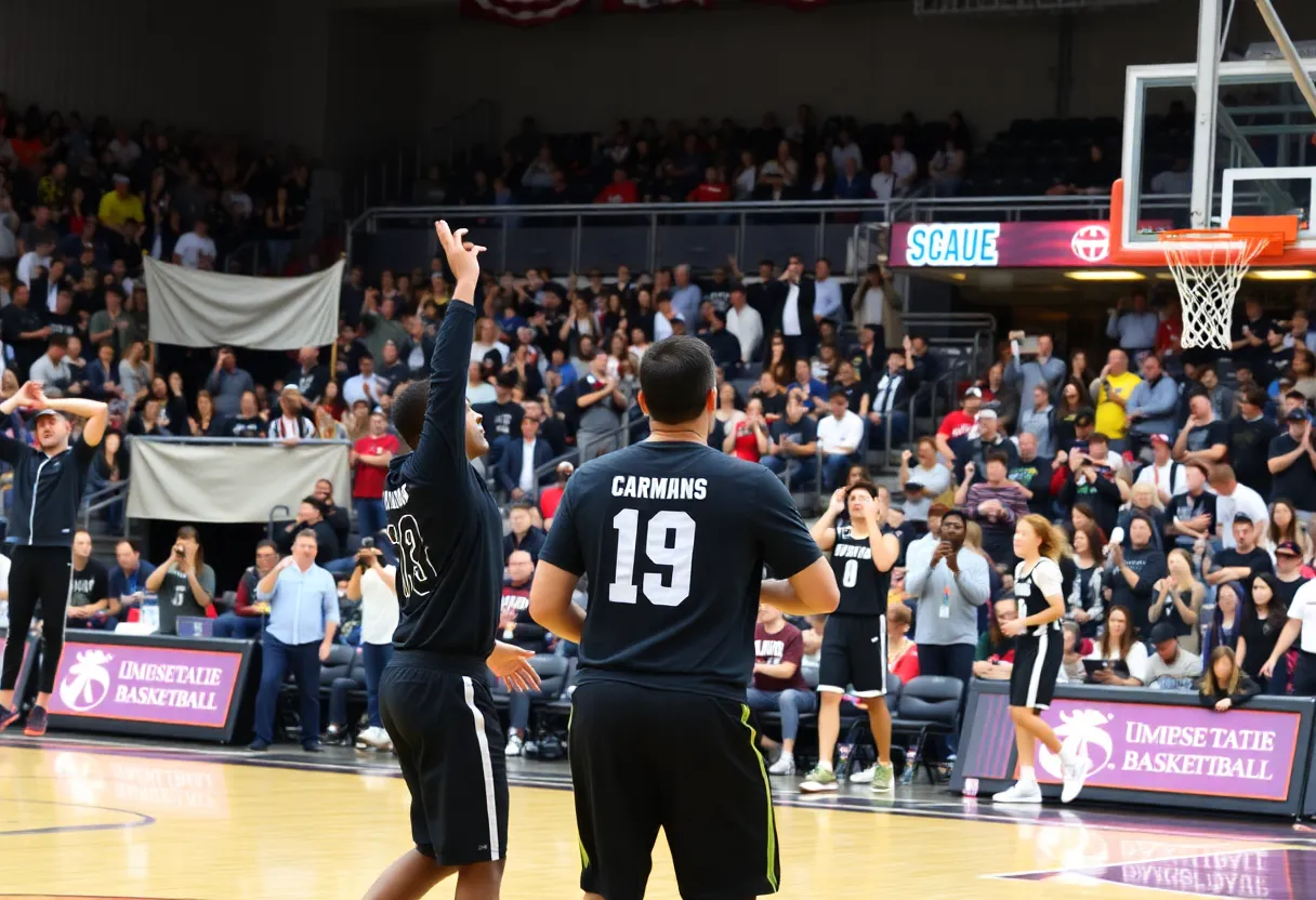 Fans supporting Oklahoma State Cowgirls during a basketball game