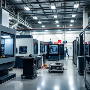 Aerospace manufacturing facility with advanced CNC machines