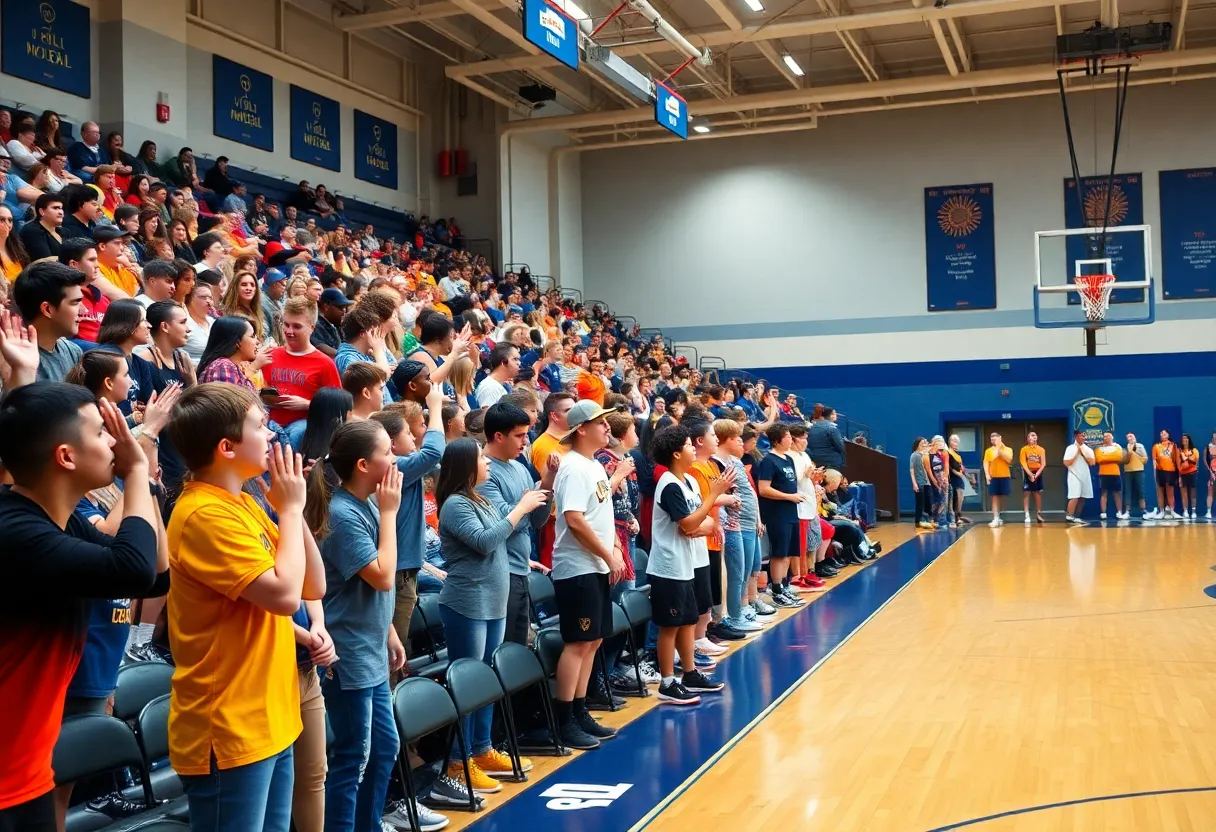 High school basketball game between Crooked Oak and Oklahoma Christian with players in action.