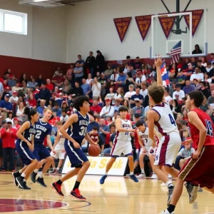 High school basketball teams Cyril and Dewar competing
