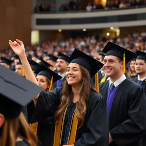Graduates celebrating at ECU's Fall Commencement Ceremony
