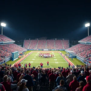 Elgin Owls and Tuttle Tigers players on the field during championship game