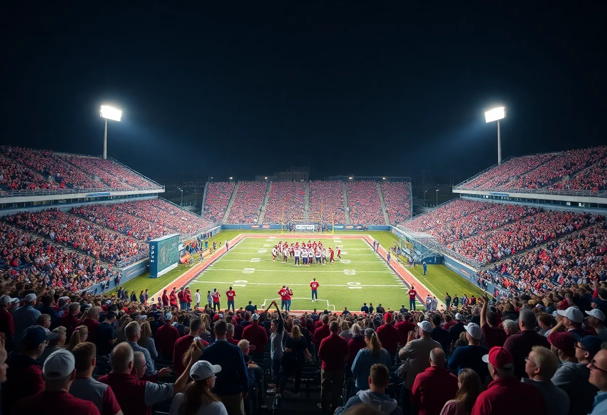 Elgin Owls and Tuttle Tigers players on the field during championship game