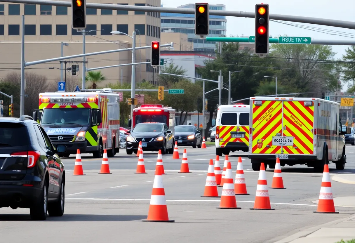 Emergency services responding to a crash on East Memorial Road, Oklahoma City.