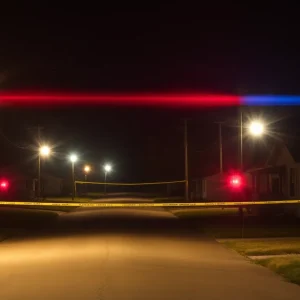 Emergency responders at a crime scene in Fargo, Oklahoma