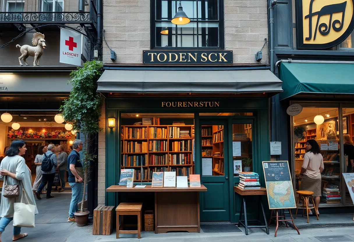 The Floating Bookshop showcasing a vibrant storefront in Automobile Alley, Oklahoma City