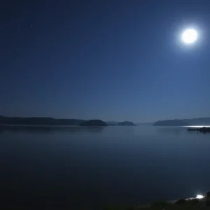 Frederick Lake at night with a moonlit sky