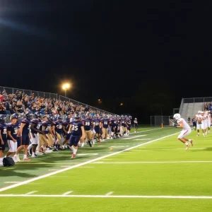Players in action during high school football championship game