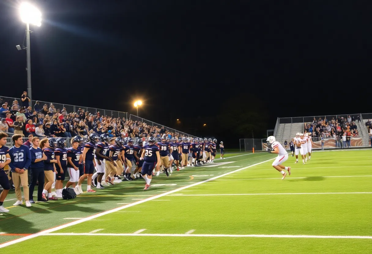 Players in action during high school football championship game