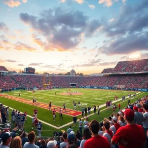 Crowd cheering at a high school football championship game