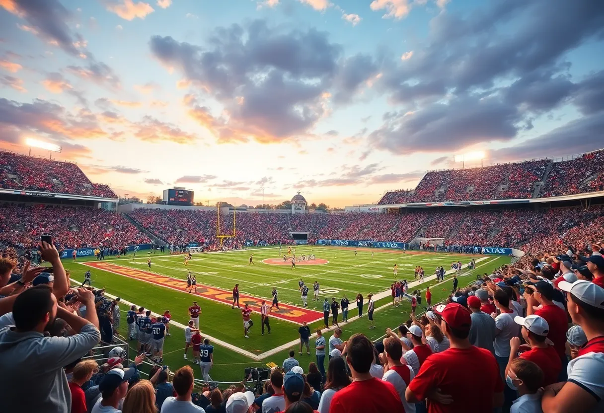 Crowd cheering at a high school football championship game