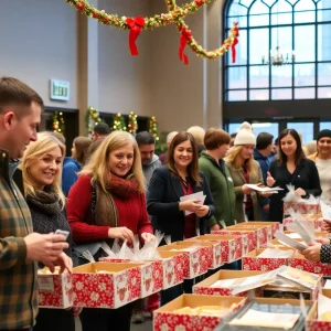 Holiday meal kits for military families at an event hosted by Love's