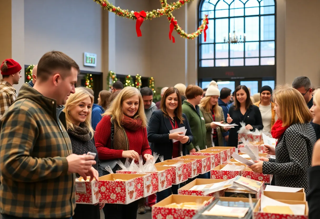 Holiday meal kits for military families at an event hosted by Love's