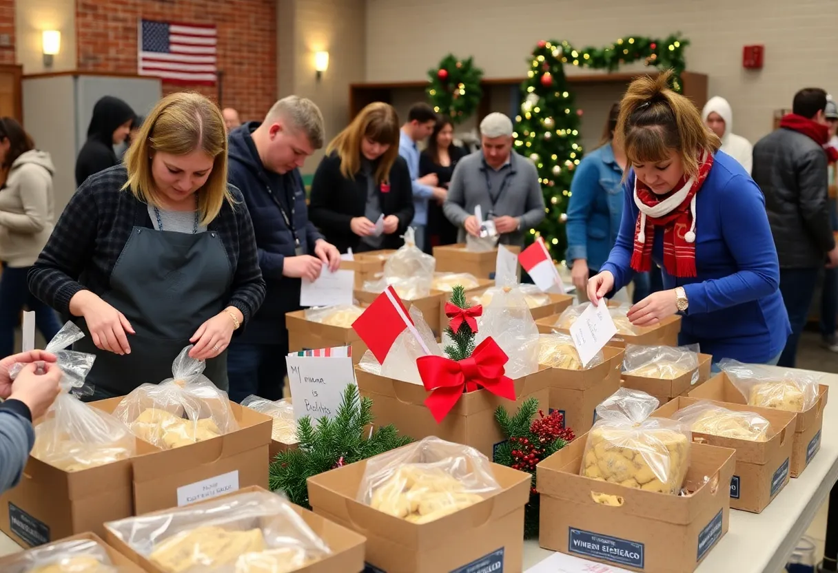 Volunteers packing holiday meal kits for military families in Oklahoma City