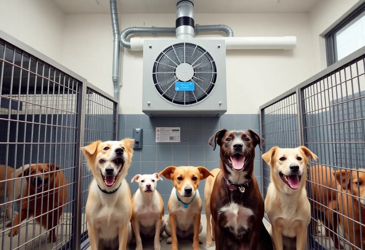 Comfortable animals in a modern shelter with upgraded HVAC systems.