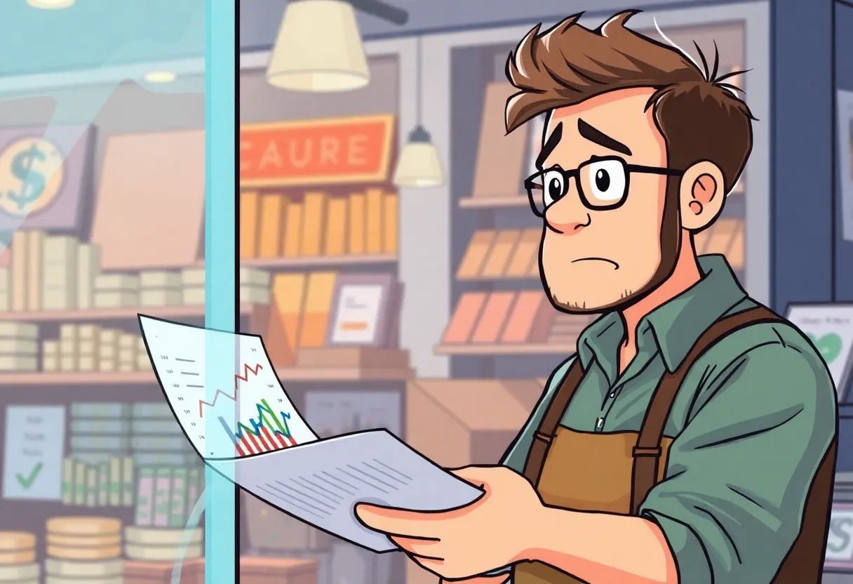 Concerned small business owner analyzing costs