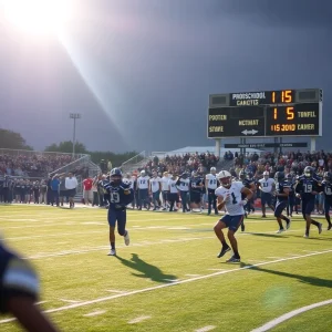 Jones Longhorns celebrating their victory on the football field