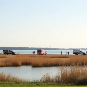 Emergency crews responding at Lake Hefner