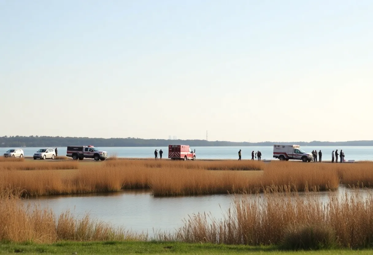 Emergency crews responding at Lake Hefner