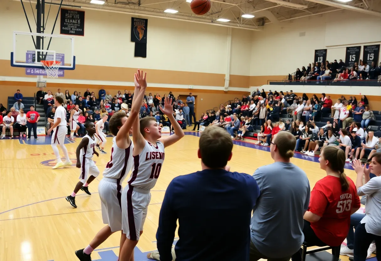 Mead Panthers basketball team celebrating a victory