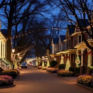 Historic homes in Mesta Park decorated for the holidays