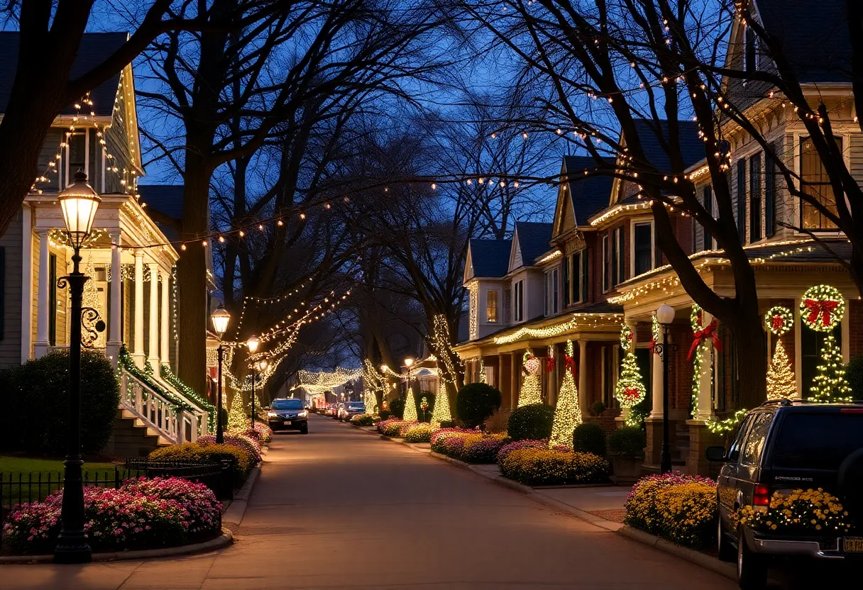 Historic homes in Mesta Park decorated for the holidays
