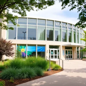 Exterior shot of the National Weather Museum in Norman, Oklahoma