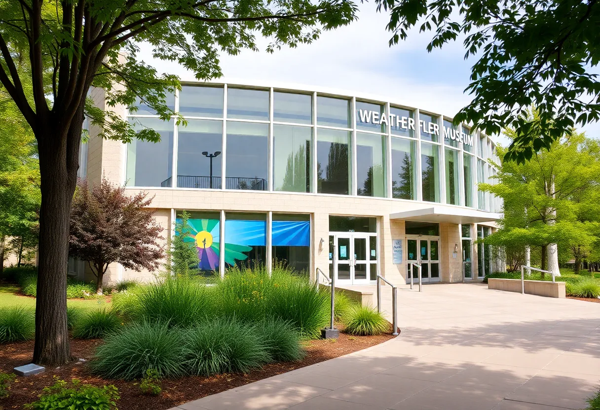 Exterior shot of the National Weather Museum in Norman, Oklahoma