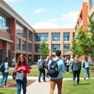 Students at NEO A&M College campus engaging in educational activities